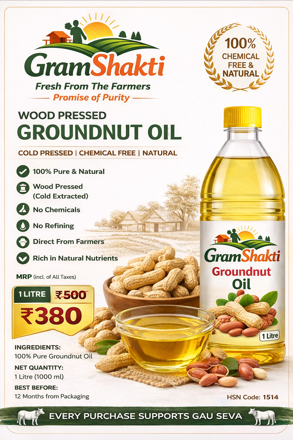 GROUNDNUT OIL COLDPRESS 1 LITER
