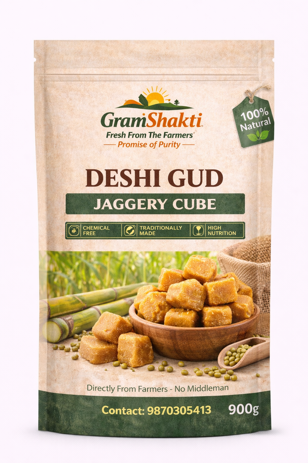 Deshi Gud Jaggery Cube 900g